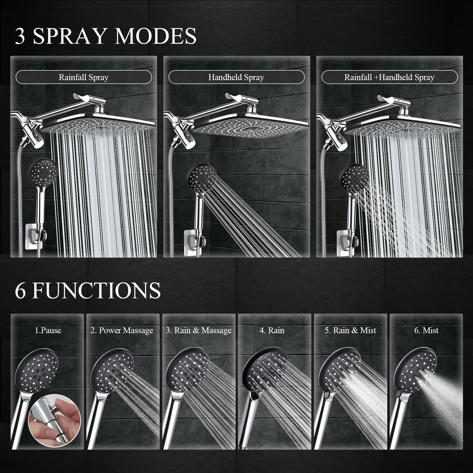 Mua Veken High Pressure Rain Shower Head Combo with Extension Arm- Wide ...
