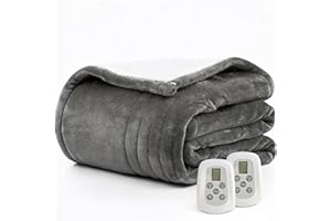 WATO FT Heated Blanket Electric Blanket Queen Size 84"x90" Fast Heating Electric Blanket with Dual Control 10 Heat Levels & 10 Hours Auto-Off Overheat Protection Cozy Soft Flannel Heated Throw Blanket