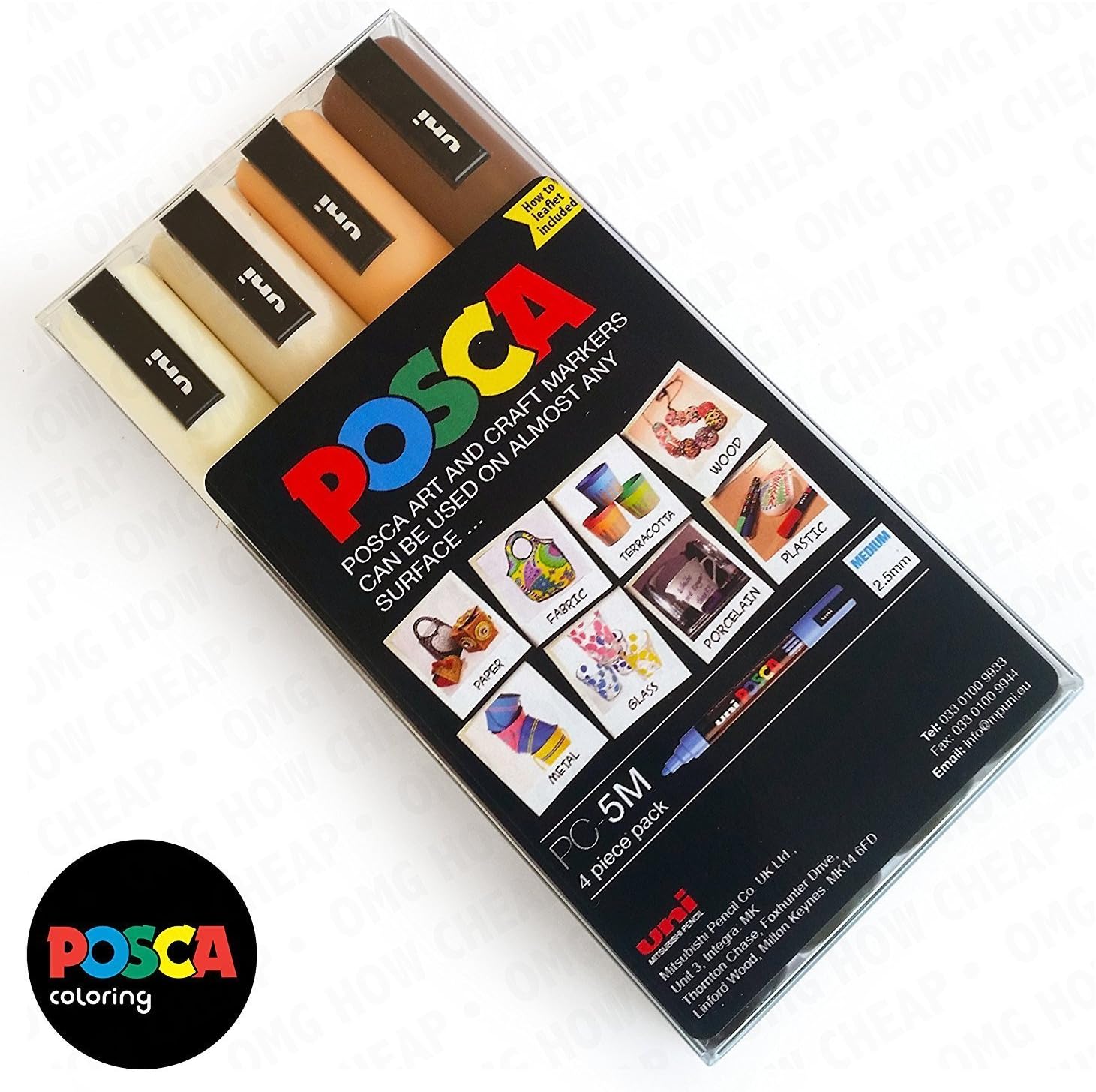 POSCA Colouring - PC-5M Skin Tone Set of 4 - In Wallet