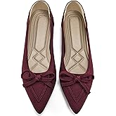 Ablanczoom Ballet Flats Shoes for Women: Dressy Pointed Toe Bow Knit Flats Comfortable Slip On Work Business Casual Shoes