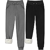 URATOT 2 Pack Women's Sherpa Lined Sweatpants with Pockets Winter Warm Jogger Sweatpants Athletic Fleece Lined Pants