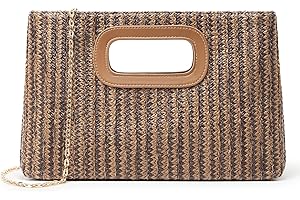 LIADREEM Straw Purse Top Handle Clutch Bag, Woven Beach Shoulder Crossbody Bag Raffia Handbag Raffia Summer Vacation Tote