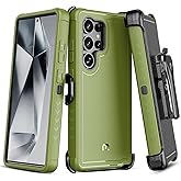 M MYBAT PRO Maverick Series for Samsung Galaxy S25 Ultra Case with Belt Clip Holster, 6.9 inch, Heavy Duty Military Grade Drop Protective Case w 360° Rotating Stand (No Screen Protector) Army Green