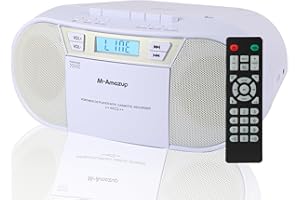 M-Amazup Boombox CD Player Portable, Cassette Player Combo with CD MP3 Bluetooth AUX TF USB FM Radio AC/DC Powered, Boom Box with Remote Control, Headphone Jack, Stereo Sound for Home,Kids,Gift