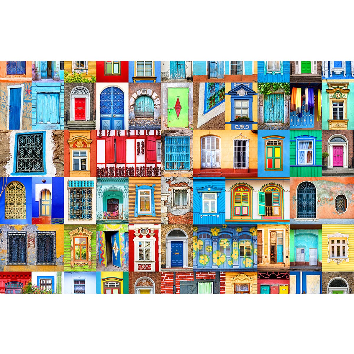 MISITU 1000 Pieces Jigsaw Puzzles for Adults and Children, Colourful Doors and Windows Cardboard Puzzle Home Decoration — image 1