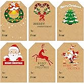 Christmas Tags Stickers Christmas Gift Stickers Tags Self-Adhesive Gift Label 120 Kraft Paper Colored 3x2 inch Seal Signature Decoration