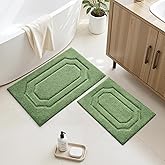 HOMEIDEAS Bathroom Rugs Sets 2 Piece, Extra Soft and Absorbent Microfiber Plush Bath Mat with Non Slip Backing(Sage Green)