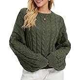Simlakey Women Oversized Cable Knit Sweater 2025 Long Sleeve Chunky Sweater Crewneck Loose Fit Pullover Fall Winter Outfit