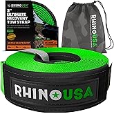 Rhino USA Recovery Tow Strap (3" x 20') - 31,518lb Break Strength - Emergency Recovery Strap Tow Rope for Truck, UTV, ATV & More - Heavy Duty Towing Strap for Offroad 4x4 Use - Compatible with Jeep