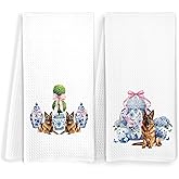FITIE German Shepherd Gifts Kitchen Towels, Blue and White Porcelain Chinoiserie German Shepherd Dish Tea Towels, Grandmillennial Hydrangea Dog Decorative Hand Towel for Bathroom, 16x24 Inch Set of 2