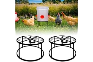 BEYOOGEEM 2Pcs Metal Stand for Chicken Feeder Waterer Heavy Duty Chicken Water Feeder Stand Holder with 4 Legs Rustproof Iron Chicken Waterer Buckets Stand Round Support Rack for Coop Poultry Indoor Outdoor