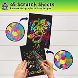 Purple Ladybug 65 Sheet Scratch Art Kit Rainbow Glitter for Kids Teens view 4