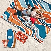 Everlasting Comfort Large Beach Blanket Waterproof & Sandproof - 128” x 108” /10.7ft x 9ft - Lightweight Picnic Mat, Camping Necessities for 10 People - Accessories for Outdoor Festivals - Orange