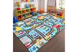 OGPJKEQR Car Mat for Kids Toy Cars - Car Track Rug 3'×5' Car Carpet for Kids Play Mat City Life Road Rug for Playroom Living Room Bedroom Classroom