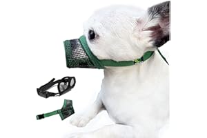 MOIILAVIN Dog Muzzle2 PCs,Soft Air Mesh Muzzle Breathable for Barking Grooming Biting Chewing for Small Medium Breeds, Barkless Mesh Muzzle Stop Puppy Eating Poop&Rocks XXS XS S (Green, Black)