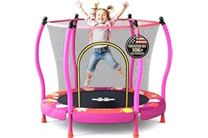 Happin® 55'' Toddler Trampoline Indoor & Outdoor, 5FT Recreational Kids Trampoline Indoor Ages 1-8, Safety Trampolines for Kids with Safety Enclosure Net, Gifts for Toddler Boys & Girls