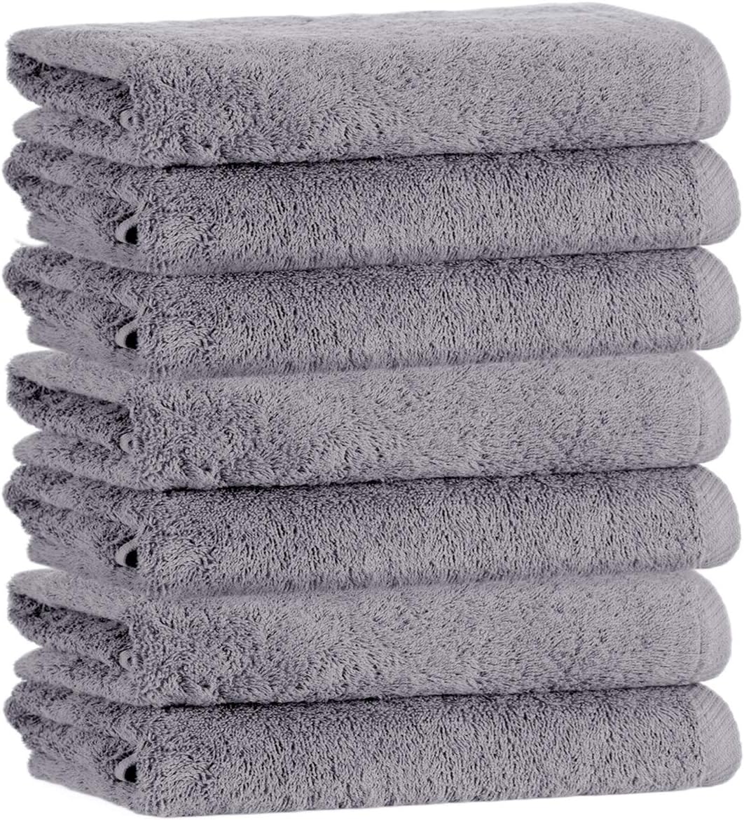 Seventex Pure Organic Aegean Cotton Pack of 7 Soft Baby Wash Cloths (30 x 30) / Baby Washcloths Towel/Baby Face Towel/Cotton Baby Wipes, Certified by GOTS (Global Organic Textile Standard) (Gray)