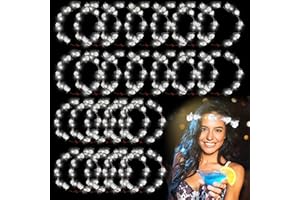 YOFOBU 24 Pcs Flower Crown Headband,Light Up Flower Headbands for Women,Glowing Floral Wreath Crowns for Wedding Beach Party
