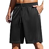 PINSPARK Mens Basketball Shorts with Pockets - 10" Quick Dry Lightweight Athletic Shorts Mesh Gym Shorts for Men