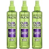 Garnier Fructis Style Curl Shape Defining Spray Hair Gel, Strong Hold Frizz Control for Curly, Wavy, and Coily Hair, Nourishing Formula, 8.5 fl oz, 3 Count (Packaging May Vary)