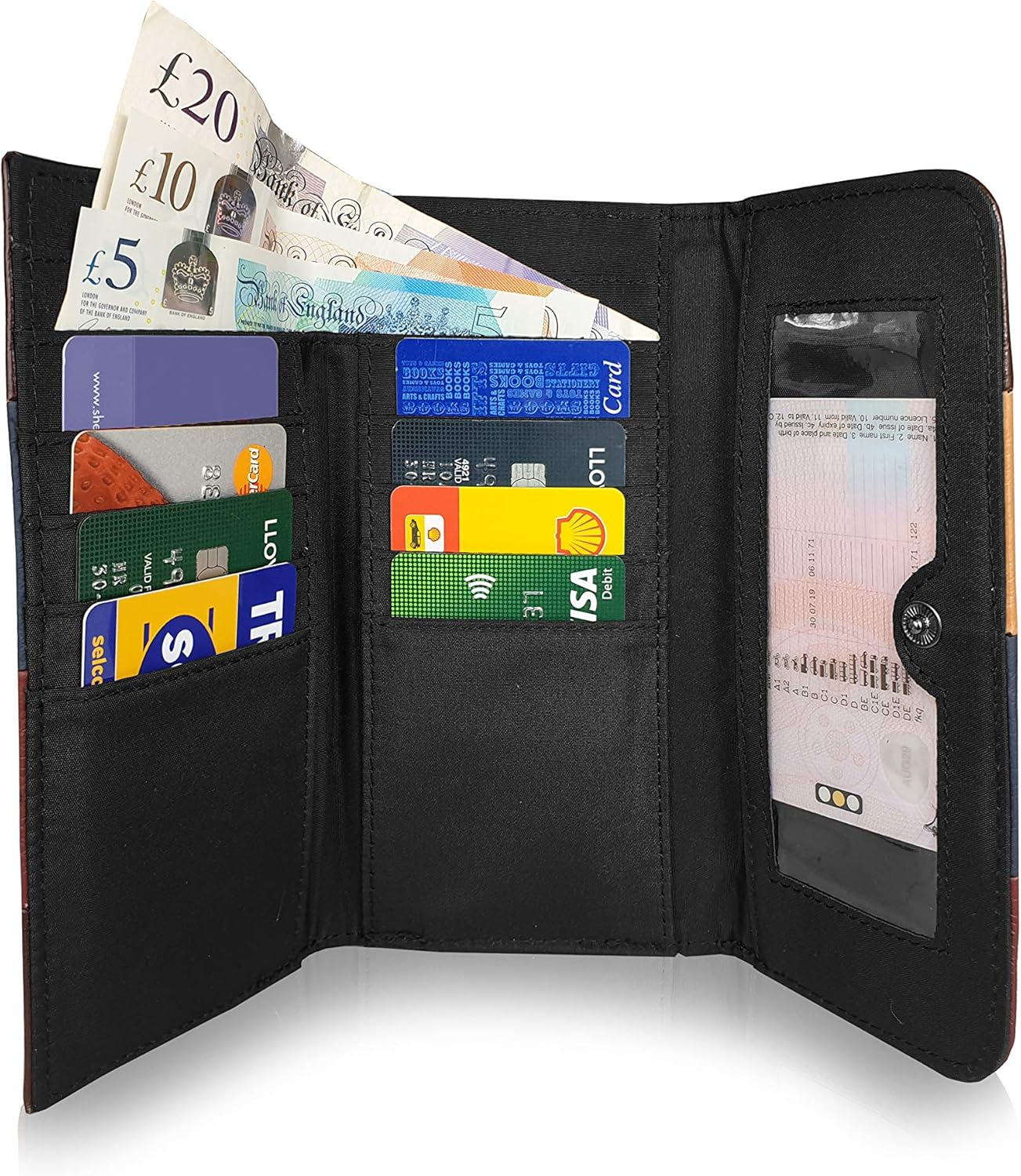 Quenchy London Large Womens Purse, Framed Leather Ladies Wallet 20 RFID Blocking Contactless Blocker Credit Card Slots - Image 3