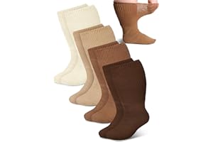 Bunnycool 4 Pairs Extra Wide Socks Swollen 30" Lymphedema Socks Bariatric Socks Non Binding Socks(Classic Color,Women 9-11)