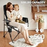 EVER ADVANCED Oversized Folding Camping Chair with Lumbar Support Black view 6