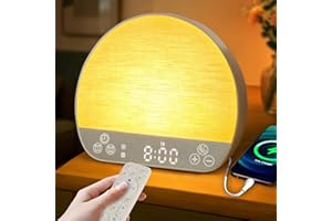 JONRRYIN Sunrise Alarm Clock Sound Machine, Wake Up Light - Bluetooth Speaker, Dual Alarms, Dimmable Clock, USB Charging, Snooze, 37 Sleep Sounds, 15 Colors, Timer-Night Light for Heavy-Sleepers Gift