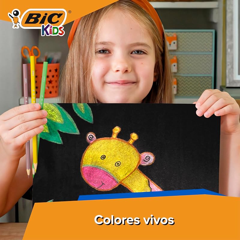 Kids Smooth Lápices de Colores Fabricados con Madera de Origen 100% Responsable - Colores Estándar, Metalizados, Pastel y Neón Surtidos, Pack de 54