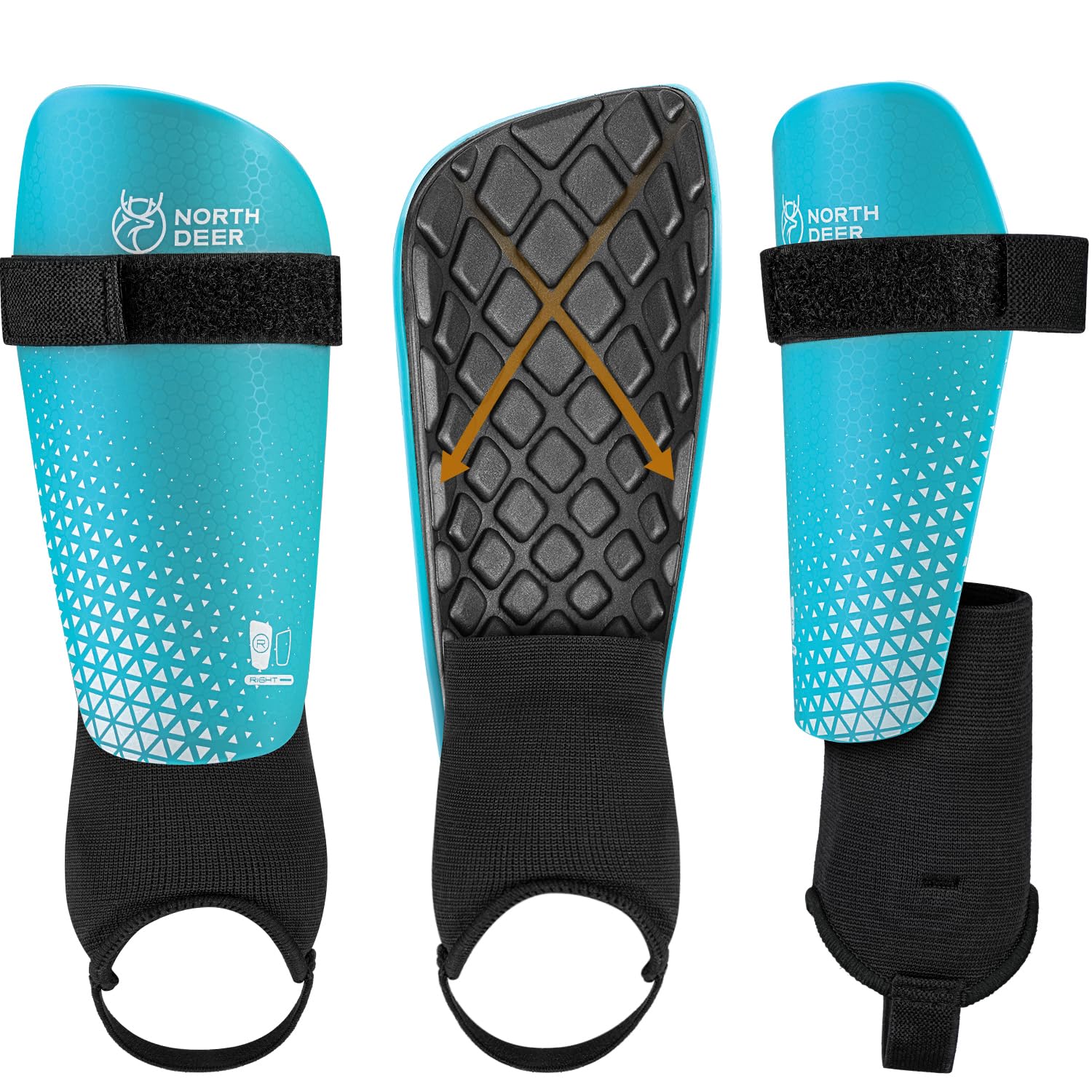 Northdeer Junior Shin Pads - Shin Guards for Boys - Protective Gear for Boys Girls (Blue L)