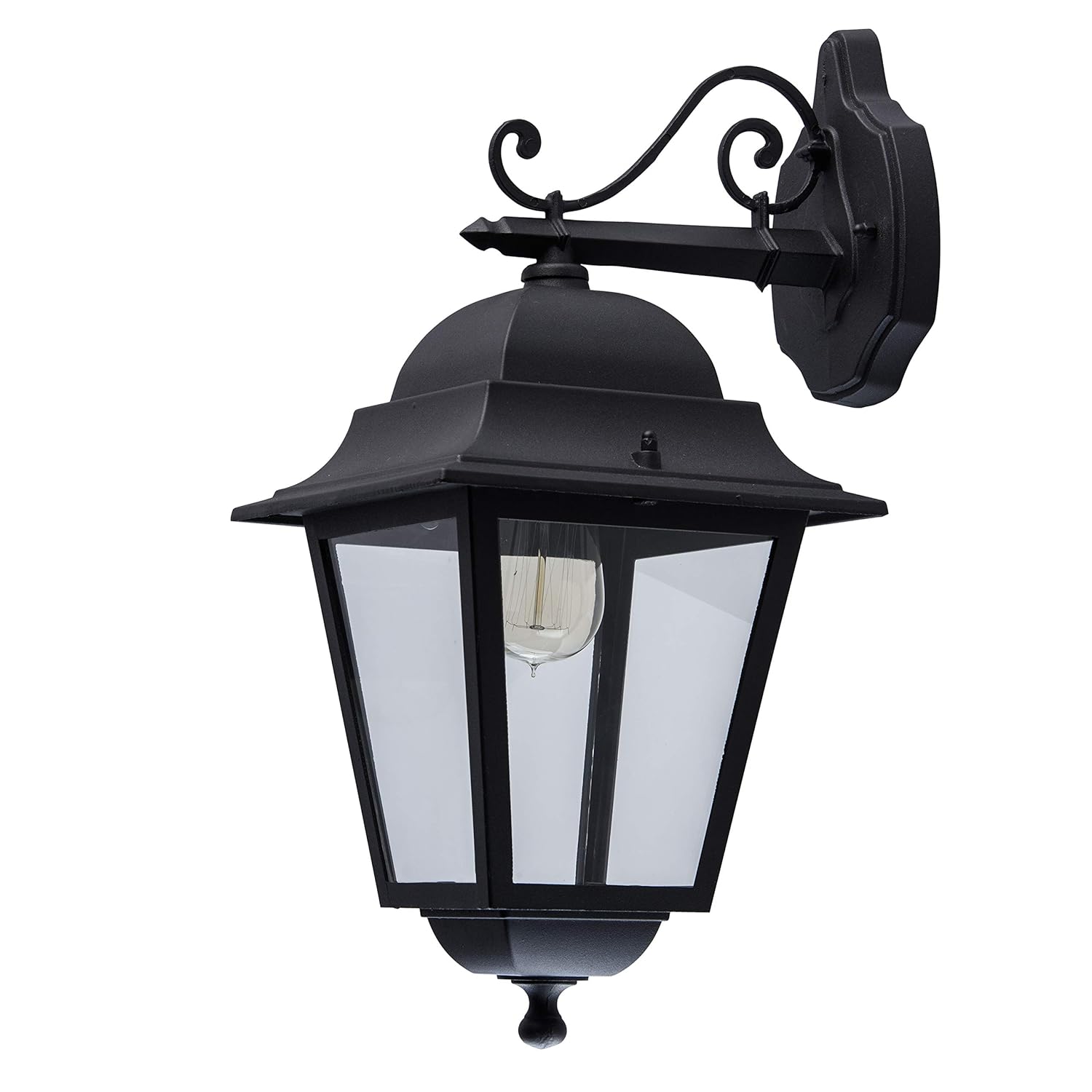 MWLight 815020801 Outdoor Wall Light Metal Black Glass Classic