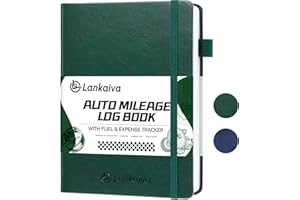 LANKAIVA Mileage Log Book for Car - Vehicle Maintenance Log Book, 1768 Rides: Track Mileage, Expenses, Gas Consumption, Lubrication, Repairs and Accessories, Car Mileage Log Book for Taxes, Dark Green
