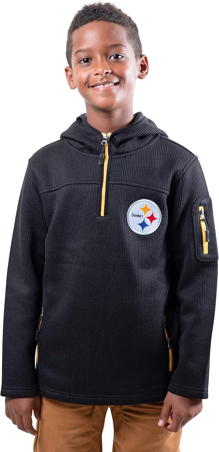 Ultra Game NFL Boys Extra Soft Fleece Quarter-Zip Pullover Hoodie Sweatshirt : Clothing