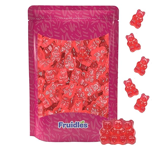 FRUIDLES STRAWBERRY GUMMI BEARS CANDY, FRUIT FLAVORS GUMMIES, ALLERGY FRIENDLY, NON-GMO, NO ARTIFICIAL SWEETENERS (2 POUNDS)