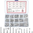 wugongshan 550 Pcs Screws Bolts and Nuts Assortment Kit, Metric Machine Screws and Nuts and Flat Washers, M3/M4/M5 Slotted Pan Head Hex Bolts Sets (B)