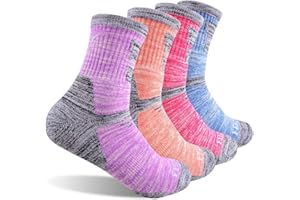 FEIDEER Women's Hiking Walking Socks, 4-Pack Outdoor Recreation Socks Wicking Cushion Crew Socks