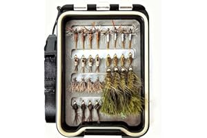 Wifreo Fly Fishing Flies Assortment with Waterproof Fly Box, 28/40/64/92/120pcs Dry/Wet/Nymph/Streamer Flies, Trout/Bass/Panfish/Salmon Fishing Flies