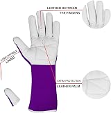 SAWANS Long Gardening Gloves Leather Purple M Goatskin Thorn Proof Forearm view 6
