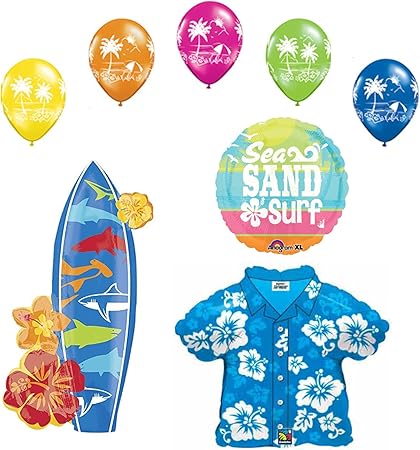 Amazon Com Beach Luau Party Supplies Hawaiian Shirt And Surfboard