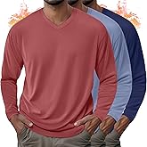 Velvelhall 3 Pack Men's Thermal Long Sleeve Shirts V Neck Fleece Lined Loose Fit Warm Base Layer Winter Casual Tops