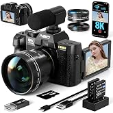 True 8K 64MP Digital Camera for Photography with Microphone(Black) | Autofocus &amp; Anti-Shake,16X Zoom,WiFi,Wide-Angle Macro Lens,32GB TF Card,Vlogging Camera for YouTube &amp; Travel