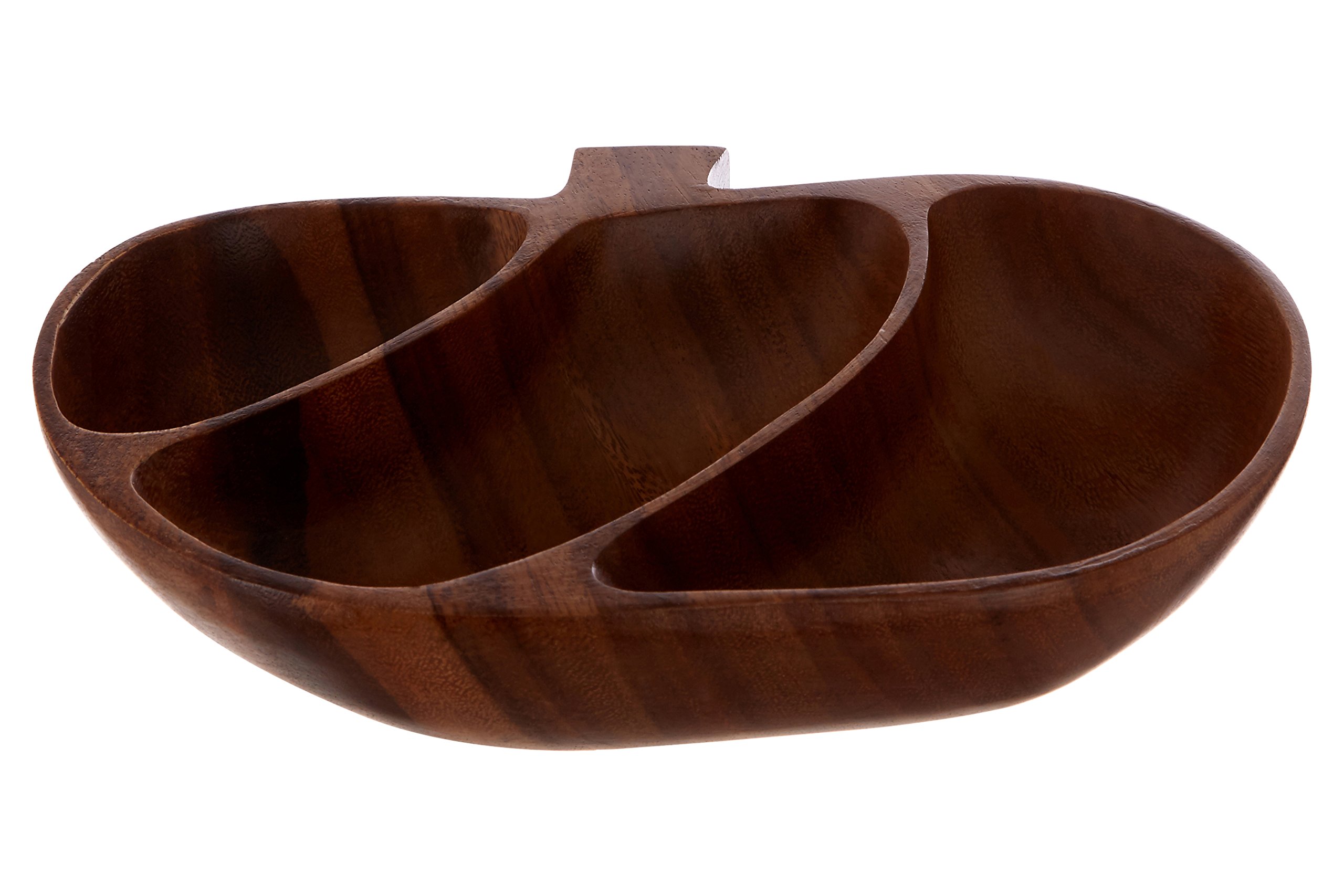 Premier Housewares 1104598 Acacia Wood 3 Section Apple Shape Serving Dish, 5 x 28 x 23 cm , Brown