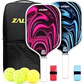ZALRYN 16mm T700 Carbon Fiber Pickleball Paddles Set of 2, USAPA Approved | Lightweight, Large Sweet Spot, Comfort Grip, Textured Surface, Beginner Friendly, Great Gift for Family &amp; Friends, Carry Bag