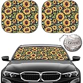 Gven Windshield Sun Shade 2pcs with Bonus Sunflower Car Sunshade for Front Window Shades 2025 Technology Reflect UV and Heat Sun Visor Automotive Interior Sun Protection (Sunflower, S)