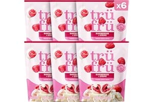 Tru Fru Freeze Dried Raspberries & Creme, Chocolate Covered Fruit, Freeze Dried Fruit and Gluten Free Candy, Non-GMO & Kosher Sweet Treat, Perfect for Travel & On the Go (3.4oz) 6 Pack