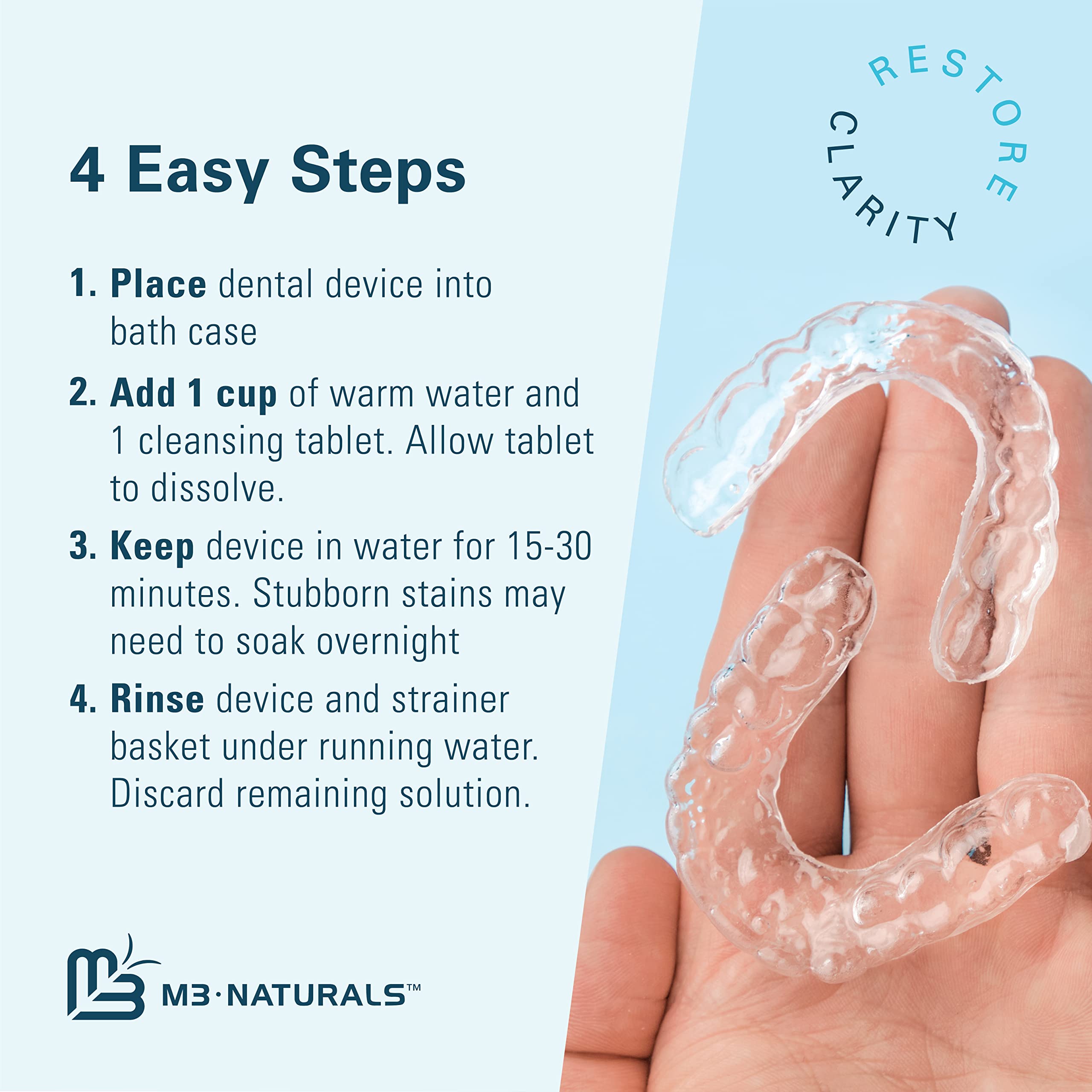 Denture Bath Case and Retainer Case, Denture Bath Cup for Invisalign Retainers Mouthguards Dentures Cleaner Kit with Strainer Spill-Free Portable Retainer Cleaner Case by M3 Naturals