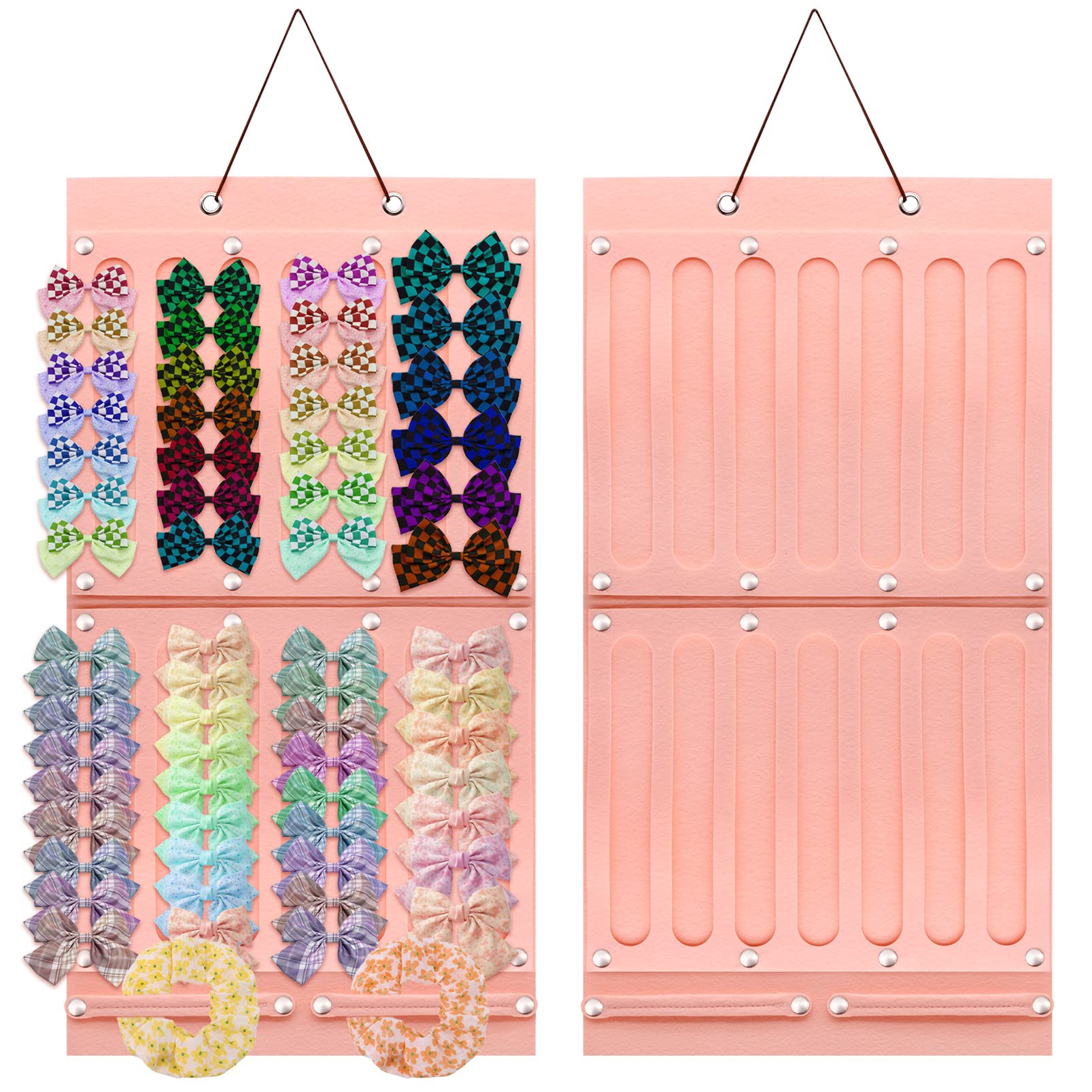 AMJKEJI Hair Accessories Storage Holder Hair Clips Hanging Holder Headband Holder Hair Storage Organiser for Girls Women Clips and Bows (Pink)