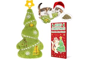 Retro Shaw Christmas Cat Toys, Kitty Xmas Catnip Toys 15.5 Inches Christmas Tree with Crinkle Sound, Safe Kitten Teeth Cleaning Toy, Interactive Kitty Kicker Toy