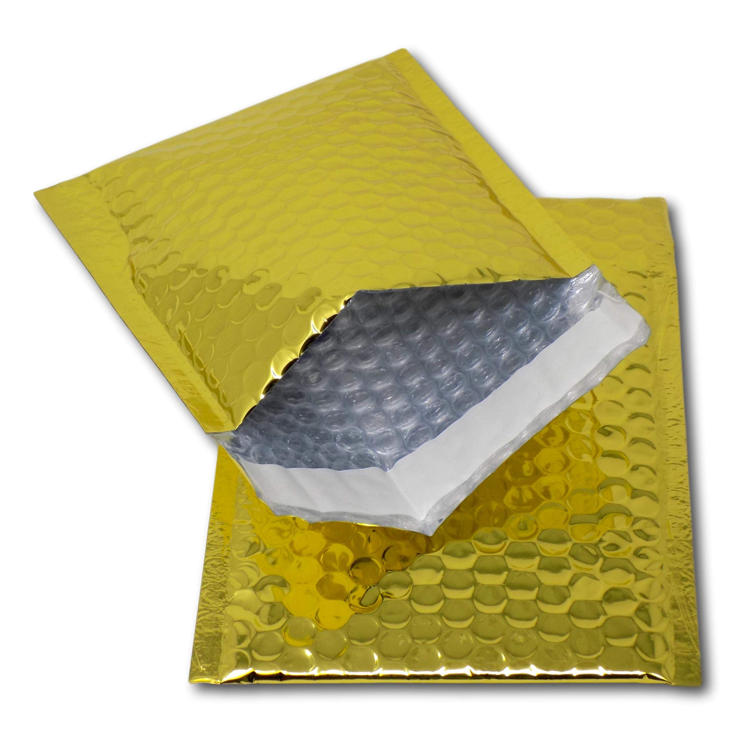 EPOSGEAR 10 Gold Shiny Metallic Foil Bubble Padded Bag Mailing Envelopes - Perfect for Marketing, Promotions or and Alternative to Gift wrap (A6 / C6-165mm x 140mm)