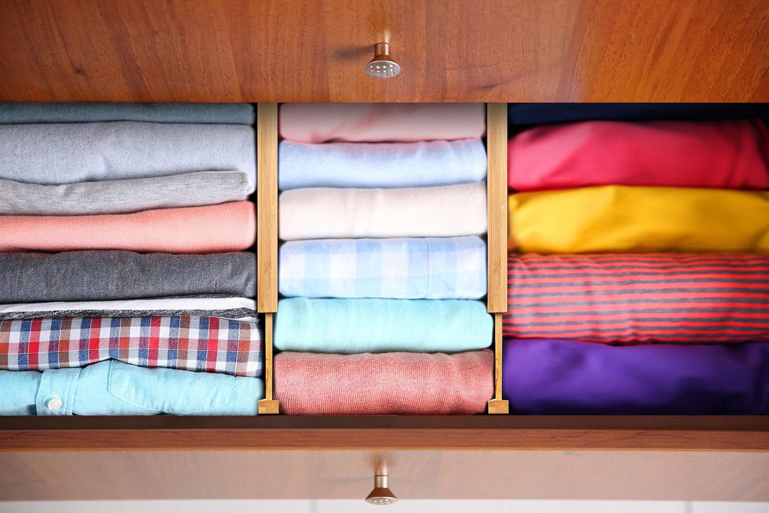Bamboo Drawer Dividers, Adjustable & Expandable Kitchen Drawer Organizer, Ideal for Silverware Drawer Organizer, Dresser Drawer Organizer or Bedroom and Bathroom Drawer Organizer: Home Improvement